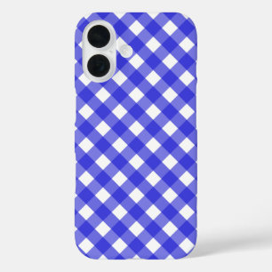 Funda iPhone 16 Royal blue gingham