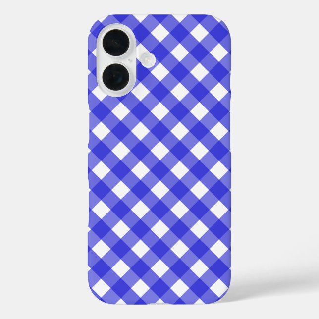 Funda iPhone 16 Royal blue gingham (Reverso )