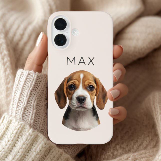 Funda iPhone 16 Rubor Personalizado Foto y Nombre de Perro (Subido por el creador)