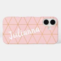 Rubor Pink and Gold Diamond Grid Line Personalizad