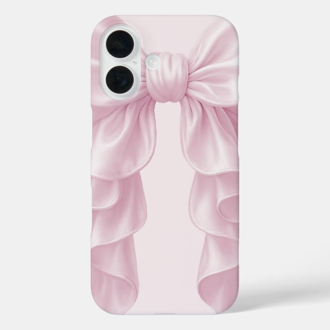 Funda iPhone 16 Rufle rosado en cascada Bow elegante Posh Girly (Reverso )