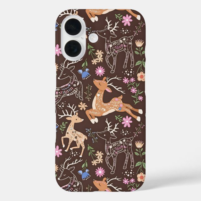 Funda iPhone 16 Rustic Enchanted Deer and Botanicals (Reverso )