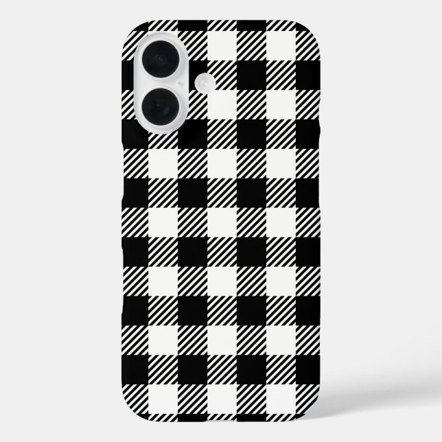 Funda iPhone 16 Rustic Farmhouse Black & White Checkered (Reverso )