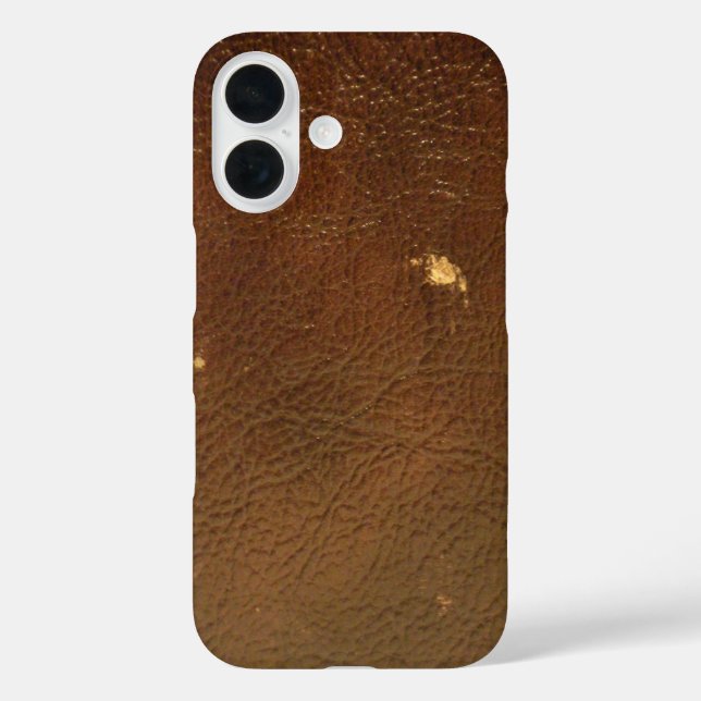 Funda iPhone 16 Rústico Faux Brown Leather (Reverso )