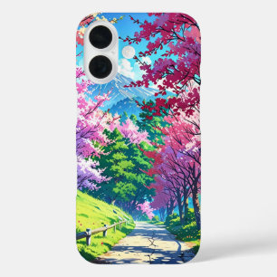 Funda iPhone 16 Ruta de la montaña de primavera
