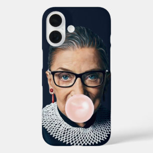 Funda iPhone 16 Ruth Bader Ginsburg luce chicle rosa