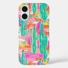Funda iPhone 16 Saguaro Cacti Coloridos Personalizados