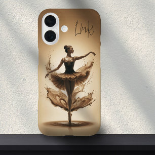 Funda iPhone 16 Salpicadura de bailarina de bronce Iniciales perso