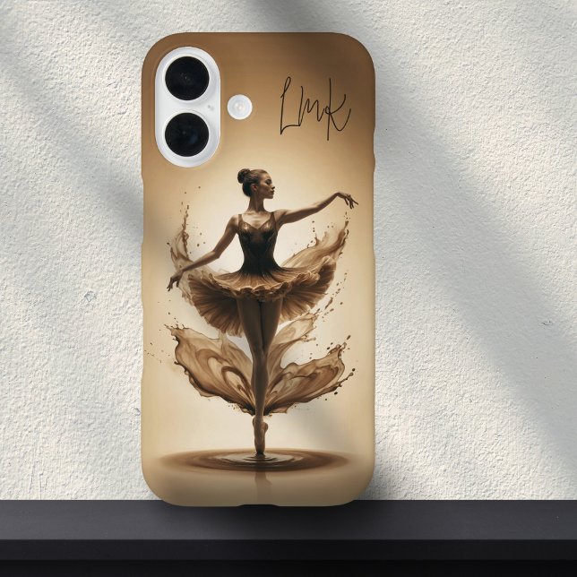 Funda iPhone 16 Salpicadura de bailarina de bronce Iniciales perso (Subido por el creador)