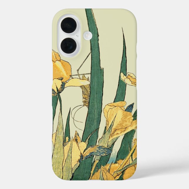 Funda iPhone 16 Saltamontes Hokusai y el iris Japón (Reverso )