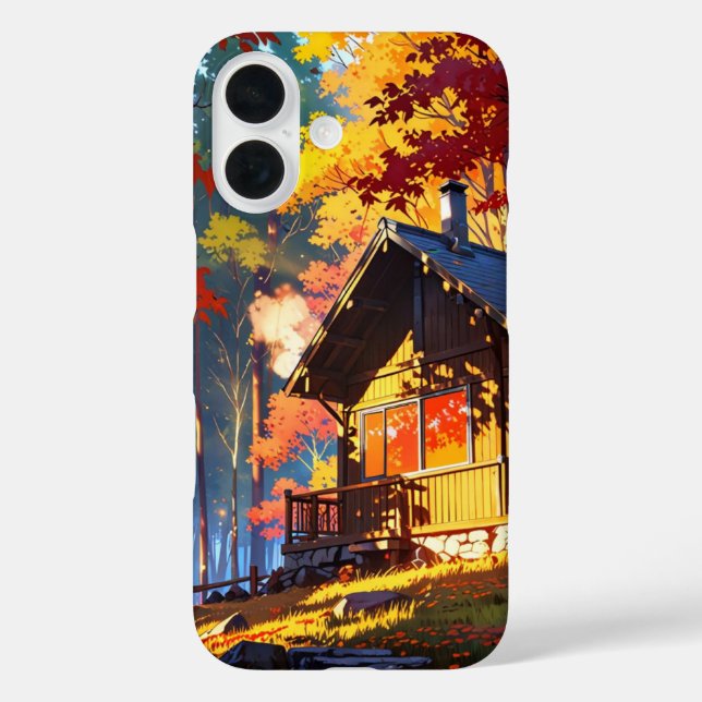 Funda iPhone 16 Salto de la cabina de otoño (Reverso )