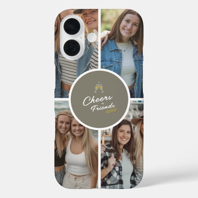 Funda iPhone 16 Saludos personalizados al Collage de fotos Friends (Reverso )