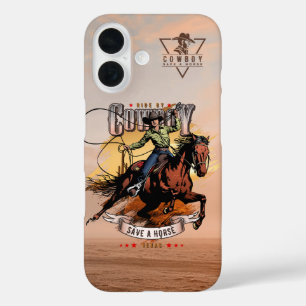Funda iPhone 16 Salva un caballo; Monta a un vaquero  