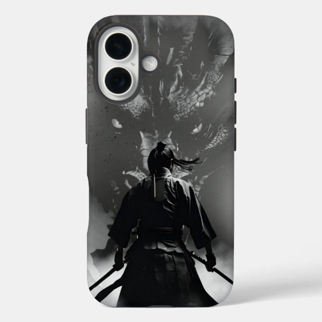 Funda iPhone 16 Samurai vs. Dragón - Diseño épico de fantasía guer (Reverso )