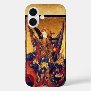 Funda iPhone 16 San Miguel Vanquishing Devil como caballero mediev