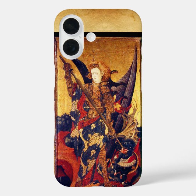 Funda iPhone 16 San Miguel Vanquishing Devil como caballero mediev (Reverso )