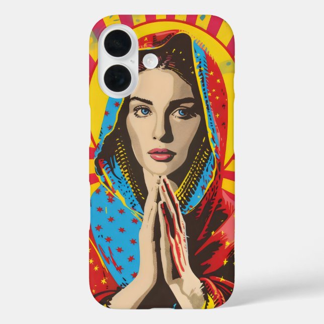 Funda iPhone 16 Santa María Religión Pop Art (Reverso )