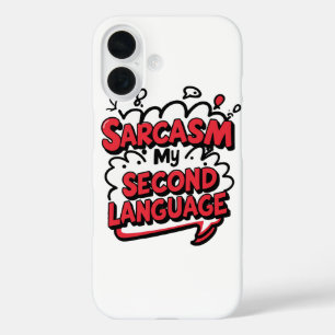 Funda iPhone 16 Sarcasmo de Cómic Divertido Mi Segundo Idioma