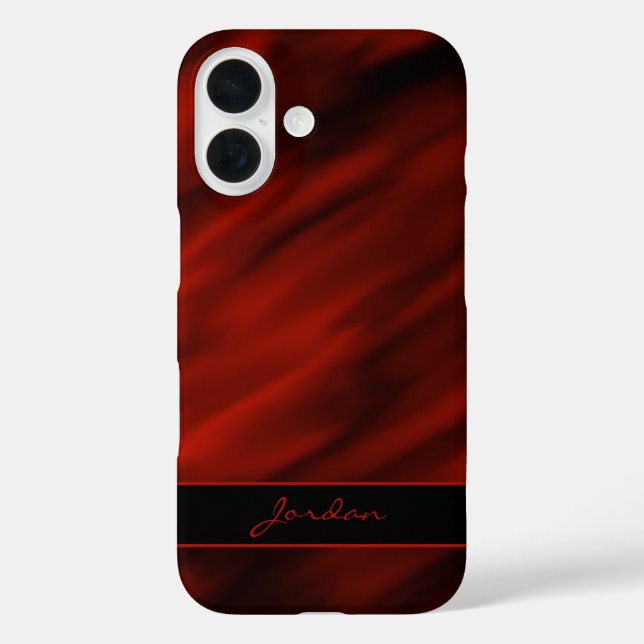 Funda iPhone 16 Satin o seda roja con nombre (Reverso )