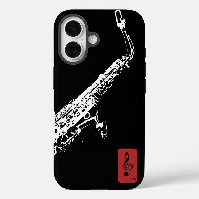 Funda iPhone 16 Saxofón (Reverso )
