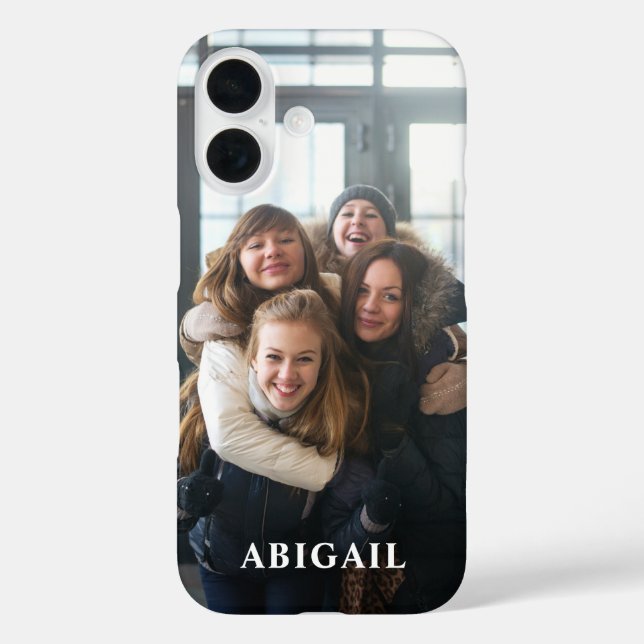 Funda iPhone 16 Script Love Photo Overlay Elegant Monogramed Name (Reverso )