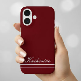 Funda iPhone 16 Script Name Minimalist Burgundy Red