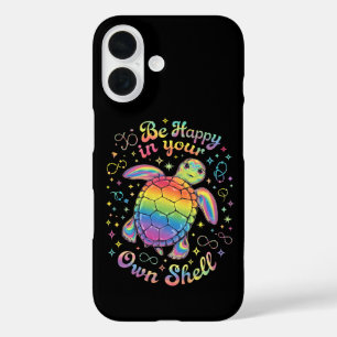 Funda iPhone 16 Sé Feliz En Tu Propio Caparazón Tortuga Arcoíris A
