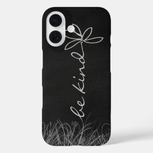 Funda iPhone 16 Sea amable con el texto y la margarita
