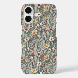 Funda iPhone 16 Seafoam Pink Yellow Retro Wildflower
