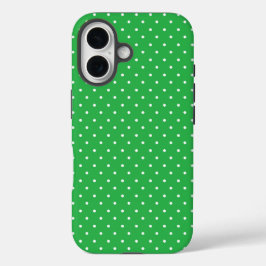 Funda iPhone 16 Seamless green background polka dot pattern
