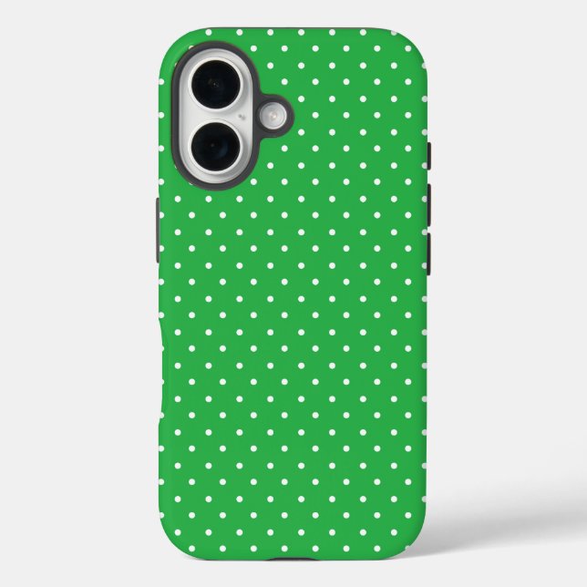 Funda iPhone 16 Seamless green background polka dot pattern (Reverso )