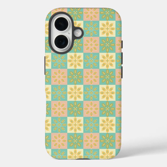 Funda iPhone 16 Seamless pattern with geometric floral motifs (Reverso )