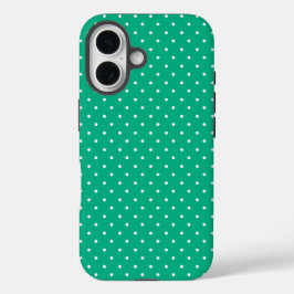 Funda iPhone 16 Seamless solid teal polka dot pattern