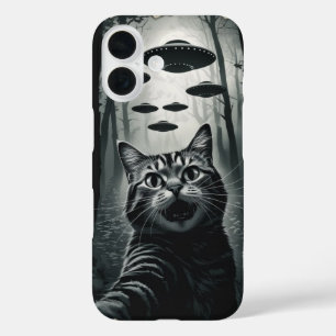Funda iPhone 16 Secuestro de ovni de selfie de gato: Encuentro ali