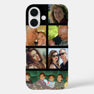 Funda iPhone 16 Seis fotos personales personalizadas con el nombre