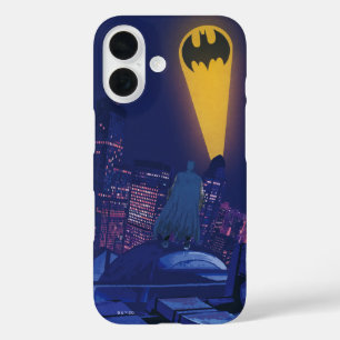 Funda iPhone 16 Señal de murciélago sobre Gotham