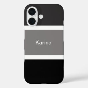 Funda iPhone 16 Sencillas Rayas Gris Negra Y Blanco Personalizadas