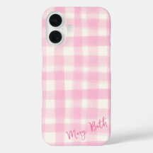 Sencillo color de agua rosado a mano Gingham