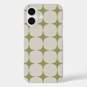 Funda iPhone 16 Sencillo Patrón Verde Sage Moderno De Mediano Sigl