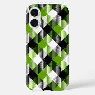 Funda iPhone 16 Sencillo Tartán Plaids Neon Green