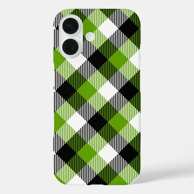 Funda iPhone 16 Sencillo Tartán Plaids Neon Green (Reverso )