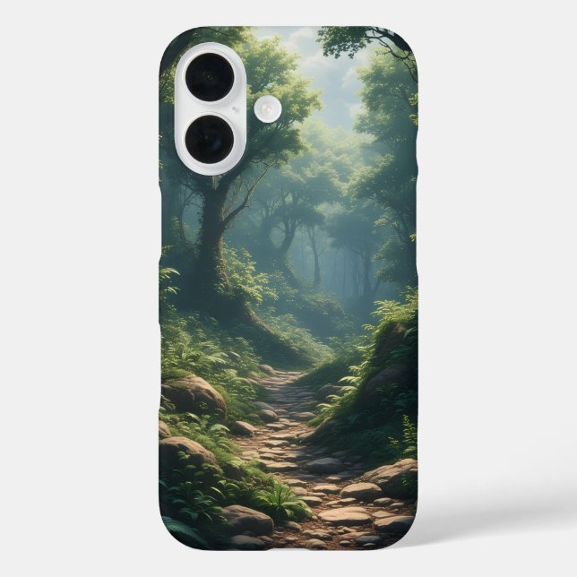 Funda iPhone 16 Sendero forestal encantado (Reverso )