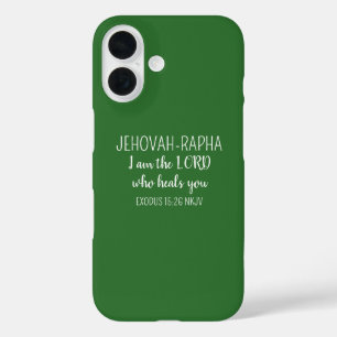 Funda iPhone 16 Señor Quien Sana Verde Oscuro Simple Cristiano