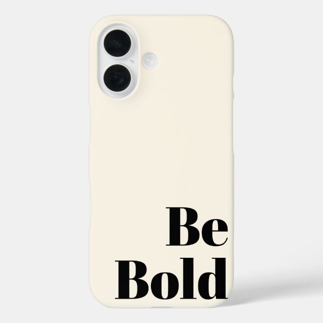 Funda iPhone 16 Ser audaz y motivador diciendo en negro y crema (Reverso )