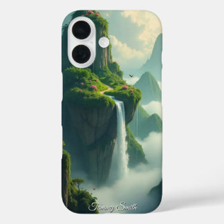 Funda iPhone 16 Serene Mountain Waterfall Scenery