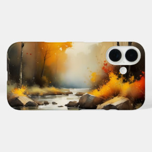 Funda iPhone 16 Serene vibrante pintura del paisaje del río Otoño