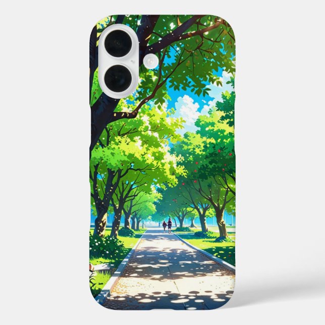 Funda iPhone 16 Serenidad del parque de verano (Reverso )