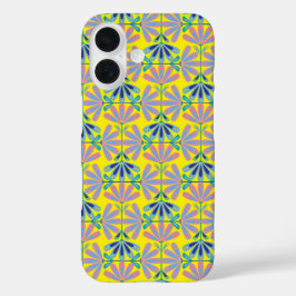 Funda iPhone 16 Serie floral retro amarilla