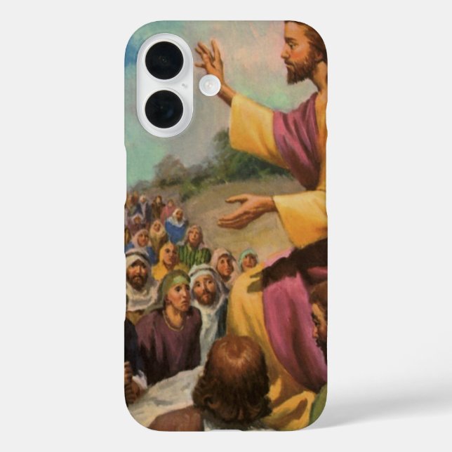 Funda iPhone 16 Sermón de la Montaña de Jesucristo, Religión Vinta (Reverso )