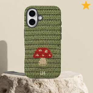 Funda iPhone 16 Setas de ganchillo acogedor con iniciales de nombr